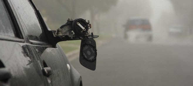 broken wing mirror